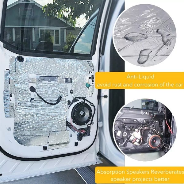 Lot de 10 coussinets d'isolation acoustique pour voiture, pour sol et toit, auto-adhésifs, à découper soi-même, 250 x 180 x 5 mm - 3