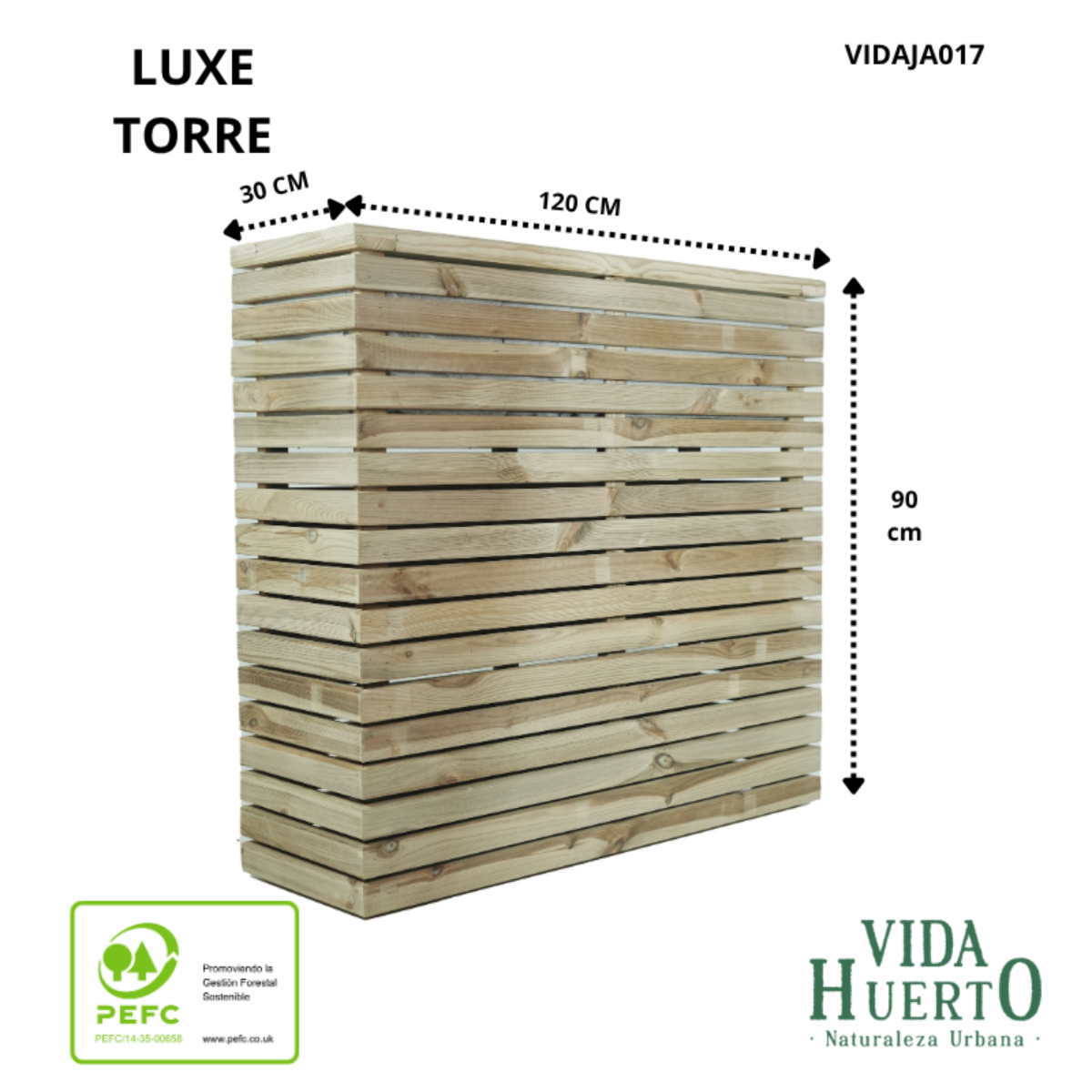 Jardinière LUXE TORRE en Bois Traité VidaHuerto 120x30x90 cm - 5