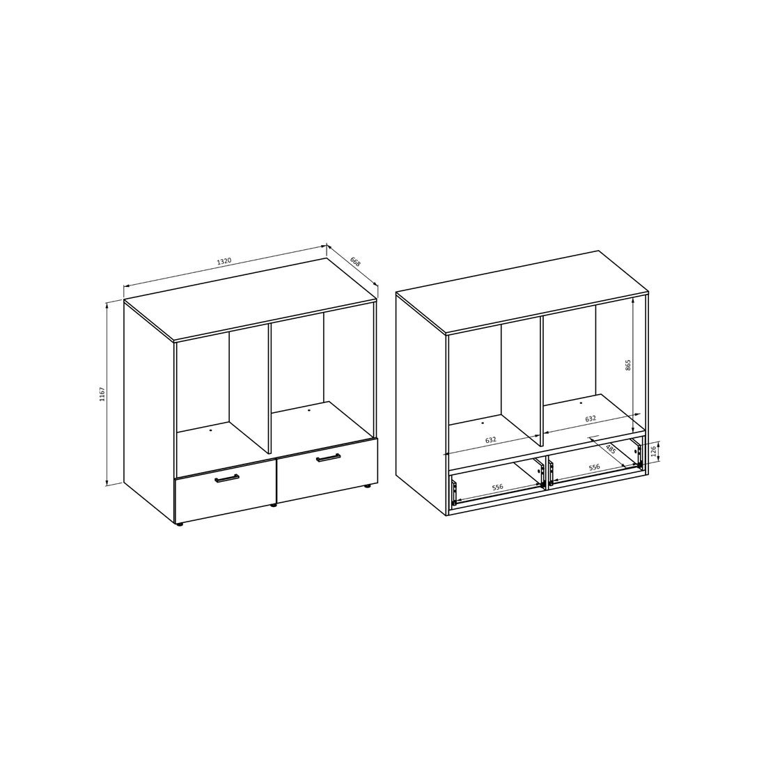 Mueble de almacenamiento para lavadora y secadora colección WASHING – 2 cajones – Topo y roble - 6