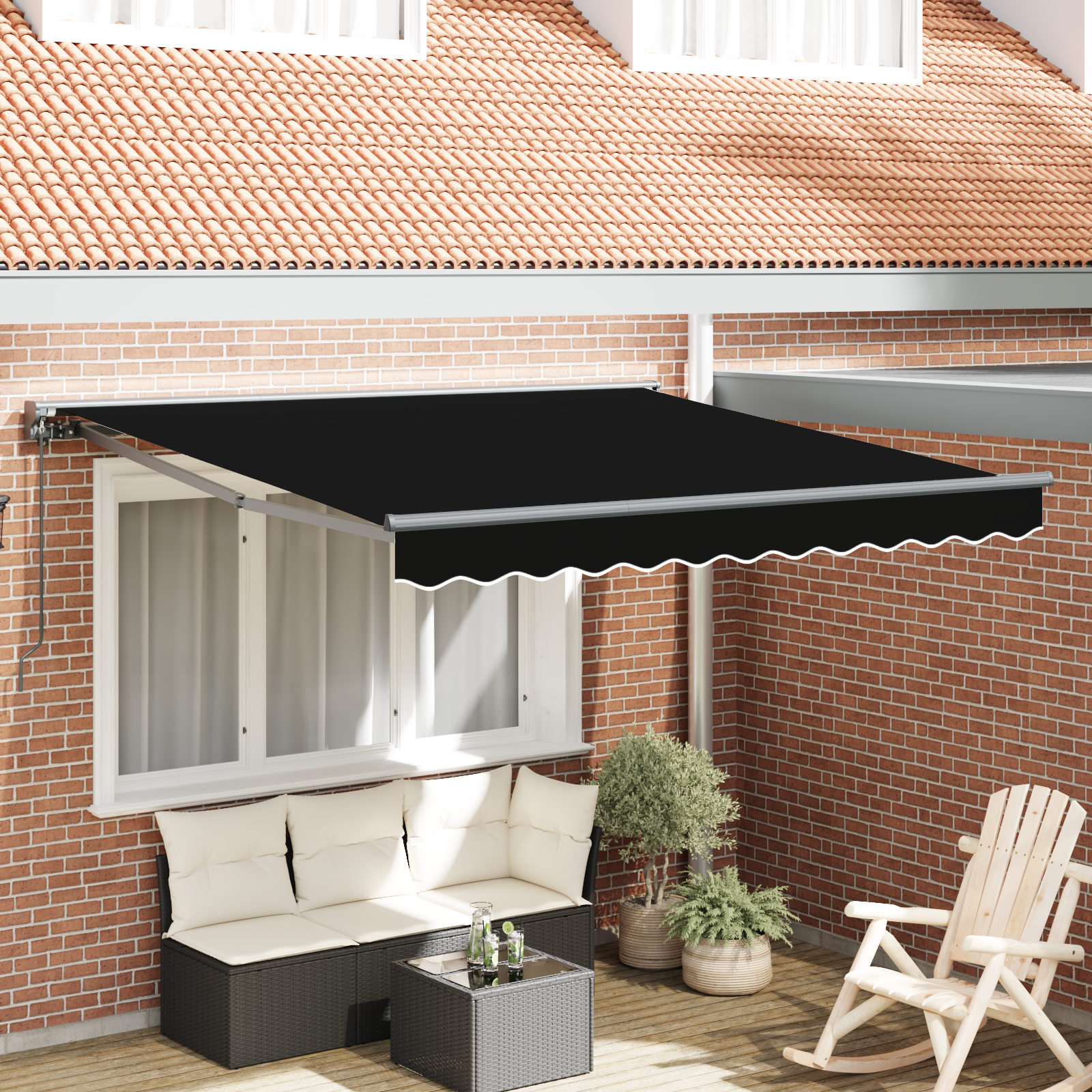 Rama markizy Czarny 350 x 250 cm Poliester z powłoką PU vidaXL