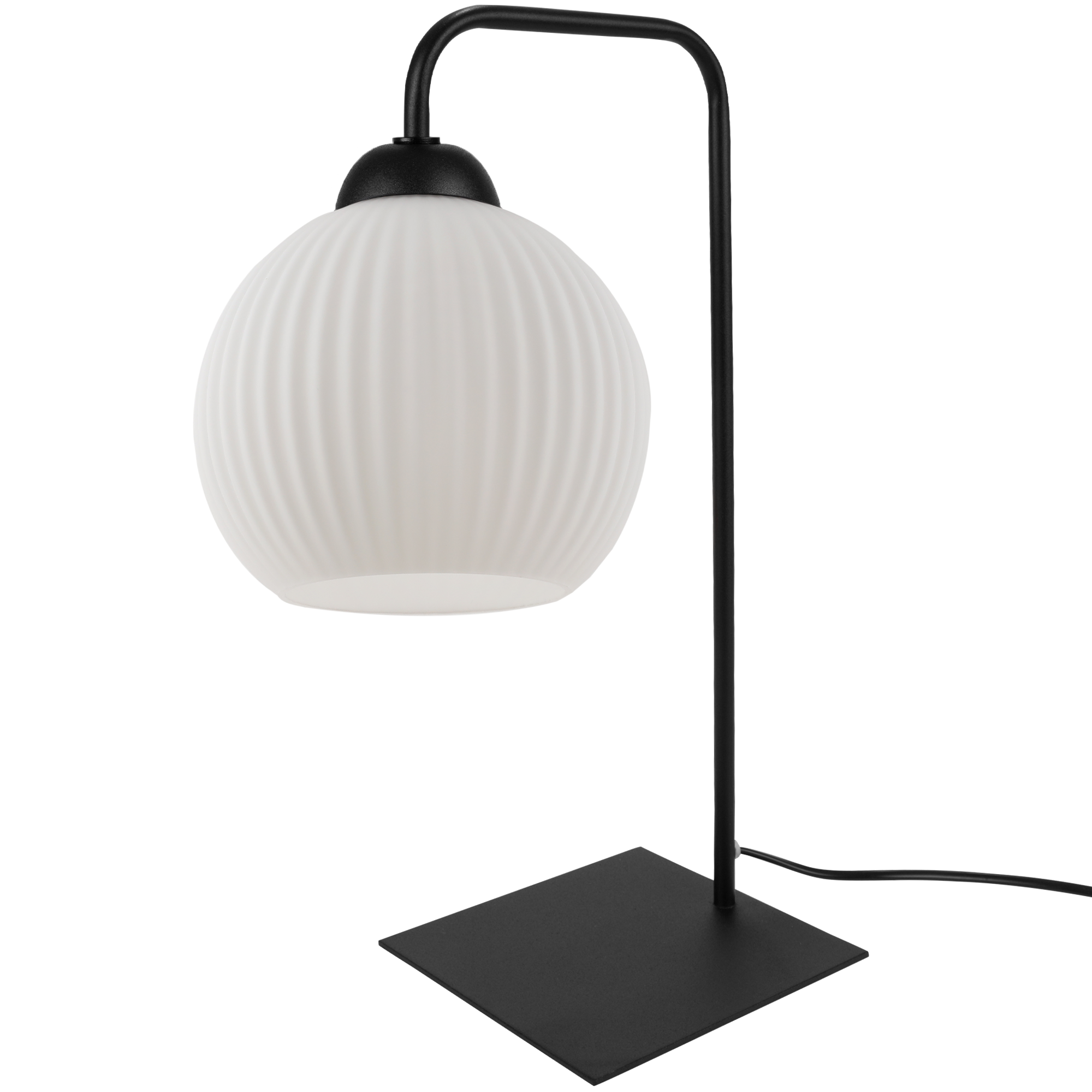 Lampa nocna stołowa Riffle 1xE27 klosz kula szklana biała Light Home LH