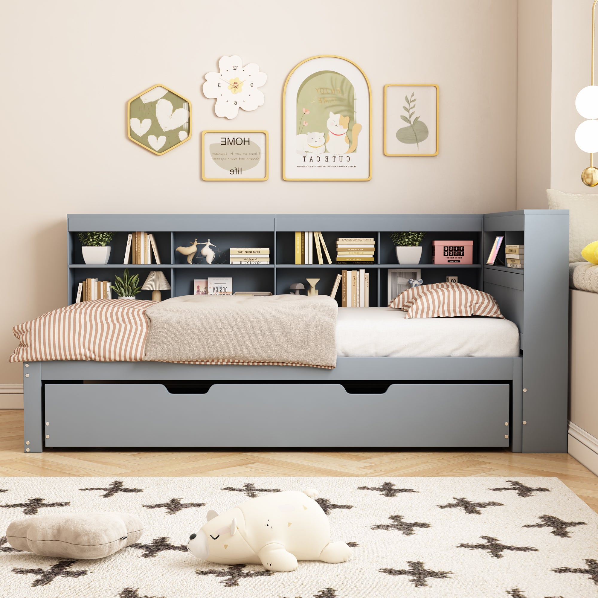 Lit gigogne adulte 90/180x190cm Lit capitonné Canapé-lit en lin avec