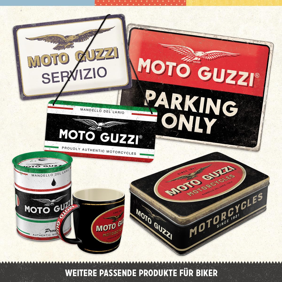 330ml Diseño Vintage Logo Motorcycles Taza Café Nostalgic-Art Moto Guzzi - Diseño Vintage, 330 Ml, Plástico, Para Exteriores Taza Café Moto Guzzi