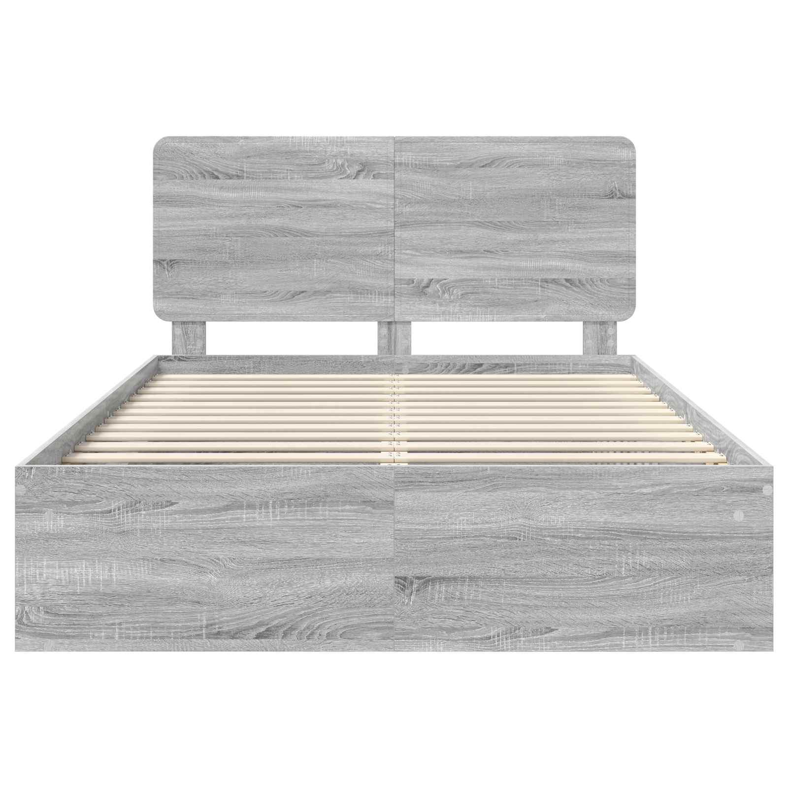 Cadre de lit gris en bois de pin massif pour la chambre, 160 × 200 cm - 7