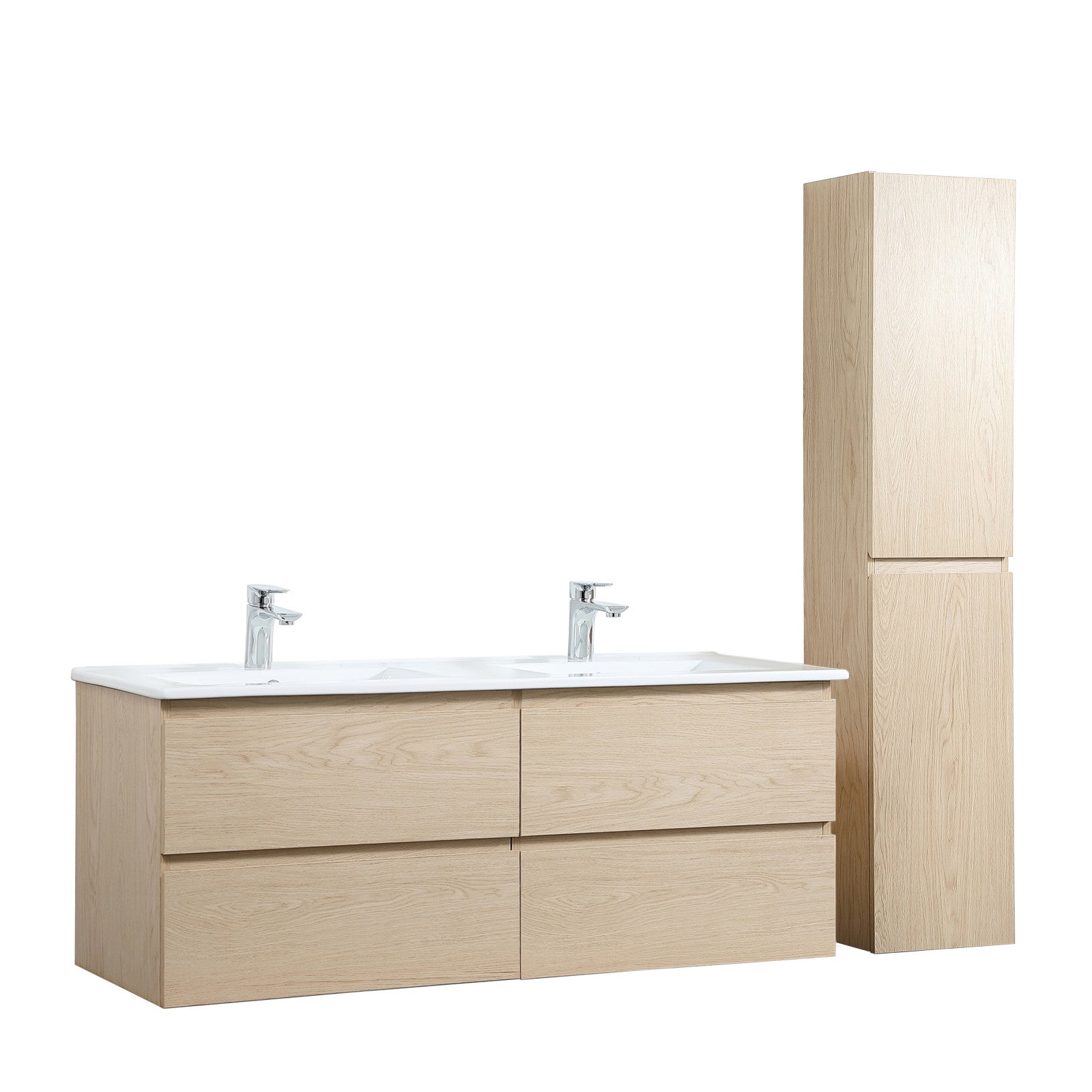 Mueble de lavabo doble + lavabo + columna sorrento
