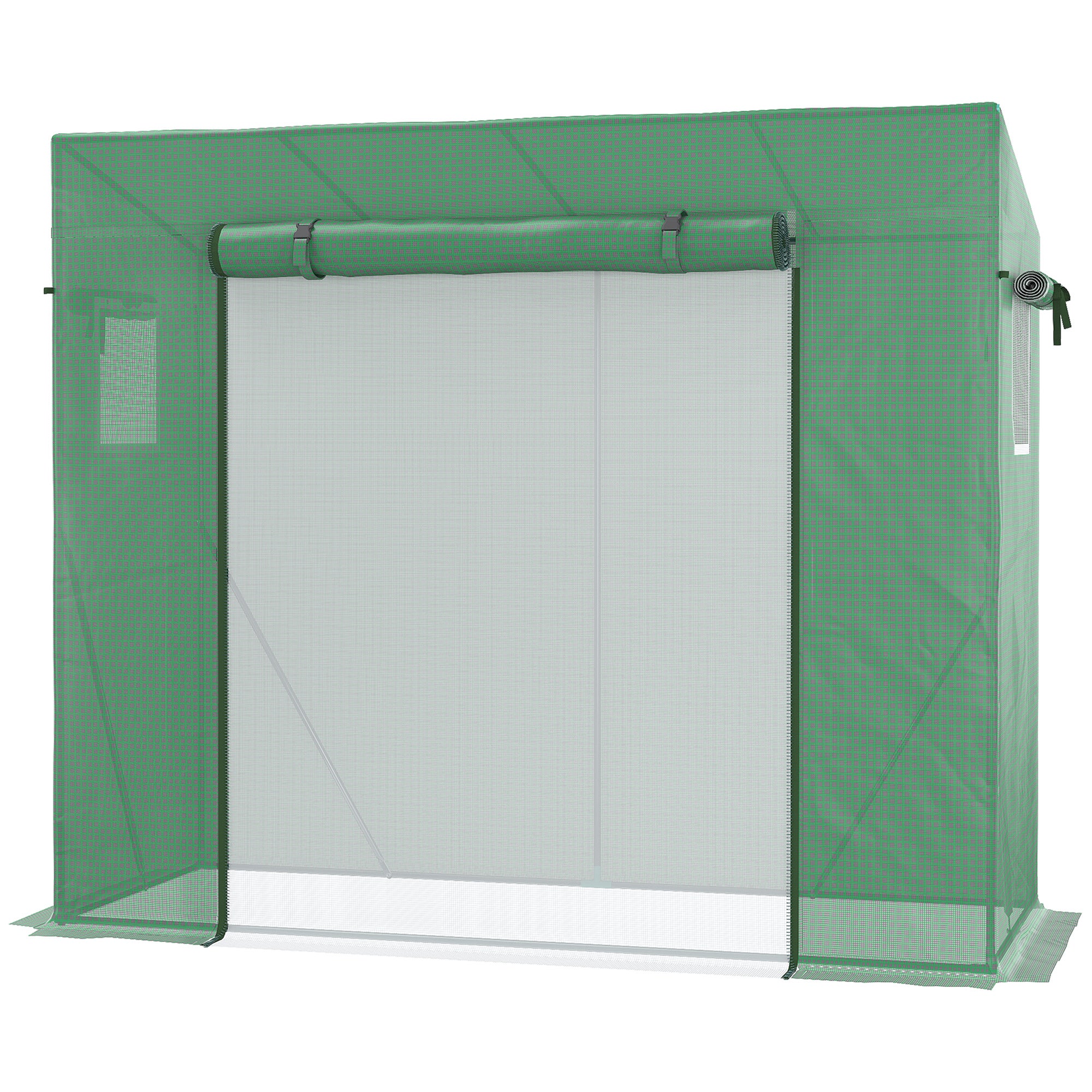 Serre de Jardin Anti-UV 2 fenêtres moustiquaires + Barres renforcement 200L x 77l x 169H cm Acier PE Vert - 2