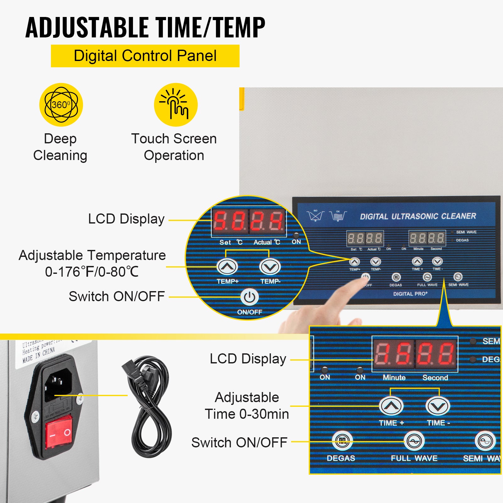 30L Nettoyeur ultrasonique,SucceBuy double fréquence,avec chauffage,pour pièces,bijoux,lunettes,bagues,dentiers,disques,circuits imprimés - 7