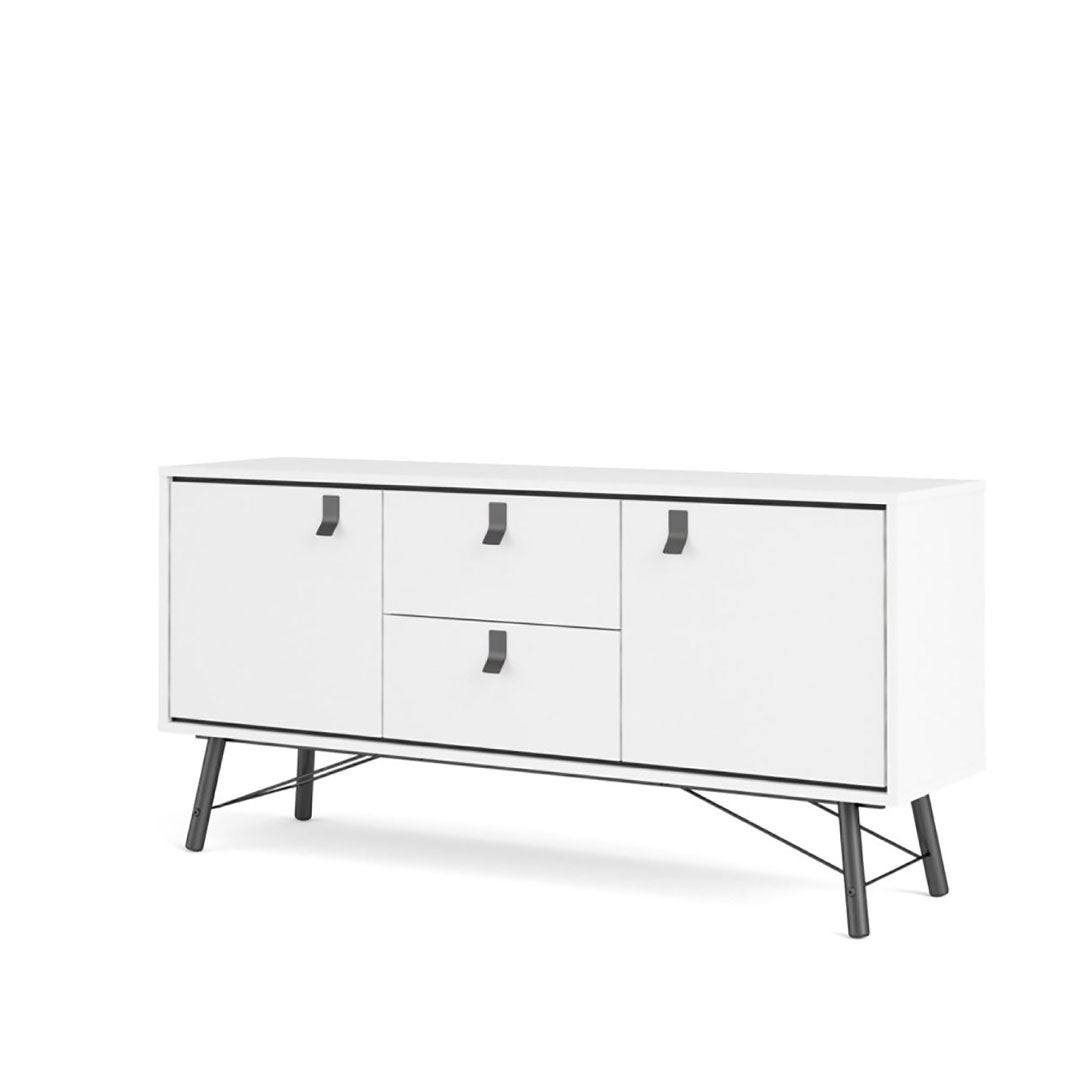 Rye kredens 2 drzwi, 2 szuflady biały mat.
