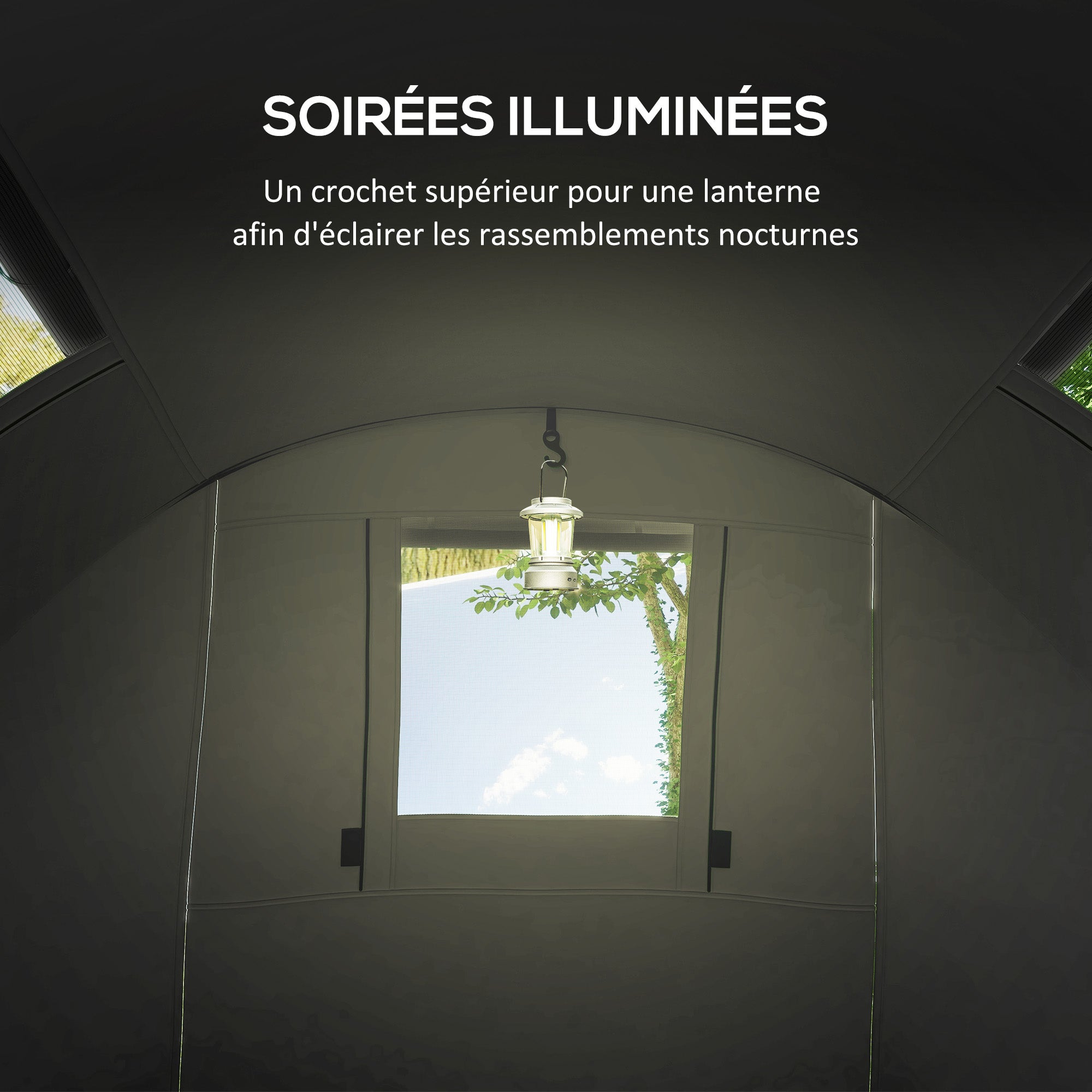 Tente de camping 3-4 pers. étanchéité 3000 mm chambre salon sac gris - 5
