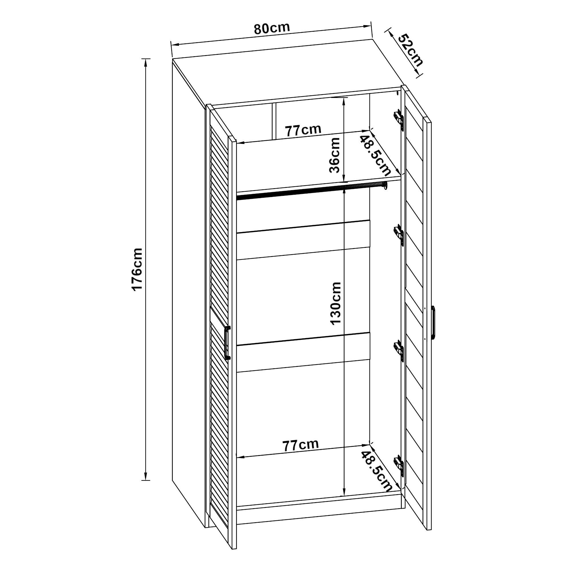 Armoire de chambre Finning 1 étagère MDF 176 x 80 x 52 cm blanc [en.casa] - 4