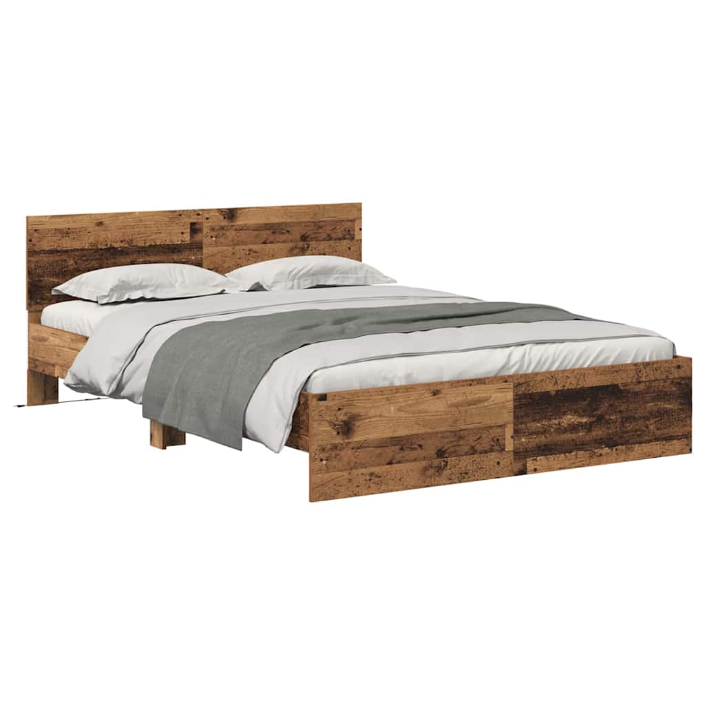 Cadre de lit en panneau de bois bois ancien pour la chambre, 150 × 200 cm - 3