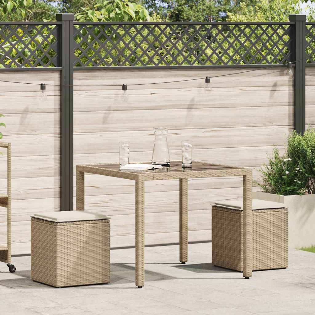 Tabourets de jardin avec coussins lot de 2 beige résine tressée vidaXL - 2