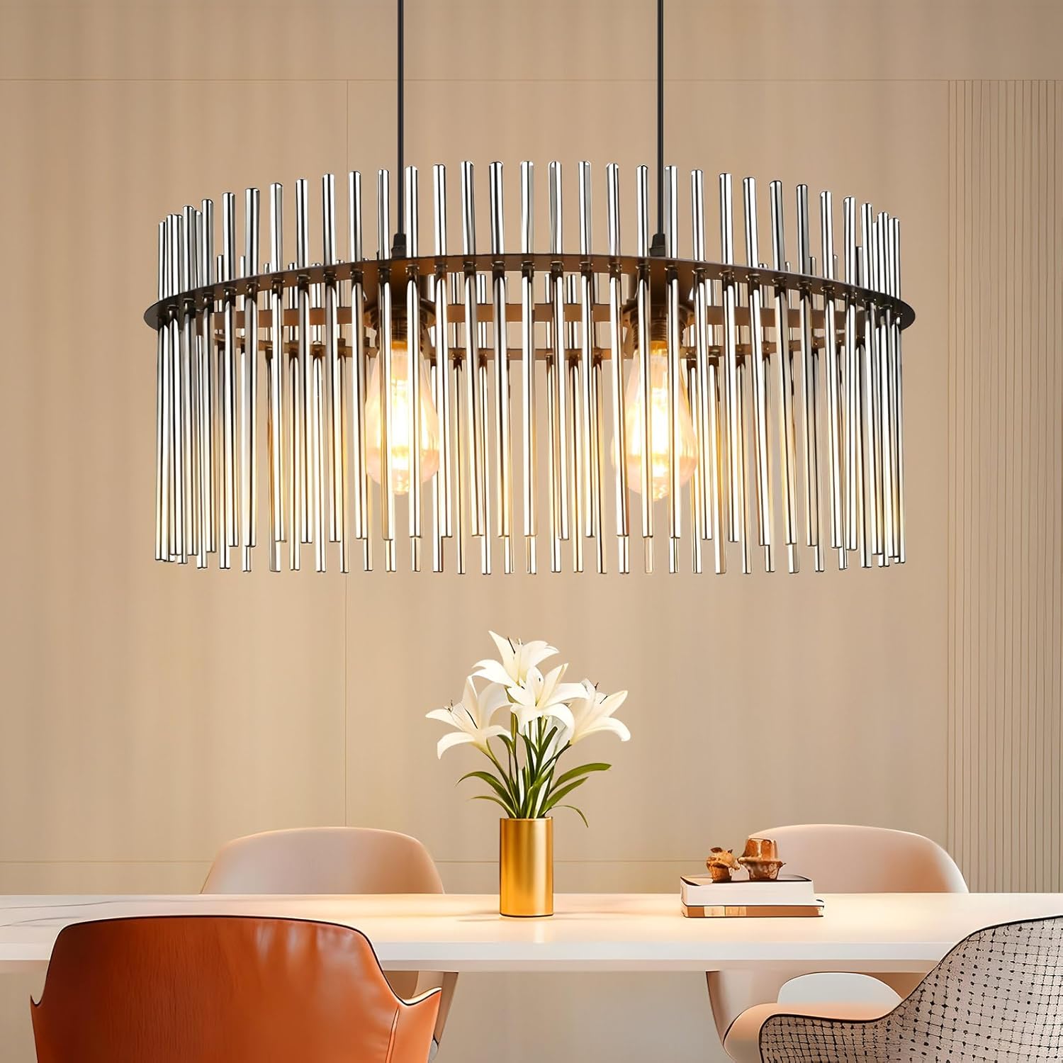 ZMH Lampa wisząca E27 z 2 źródłami światła, czarne szkło, do kuchni/salonu (żarówka nie jest dołączona)