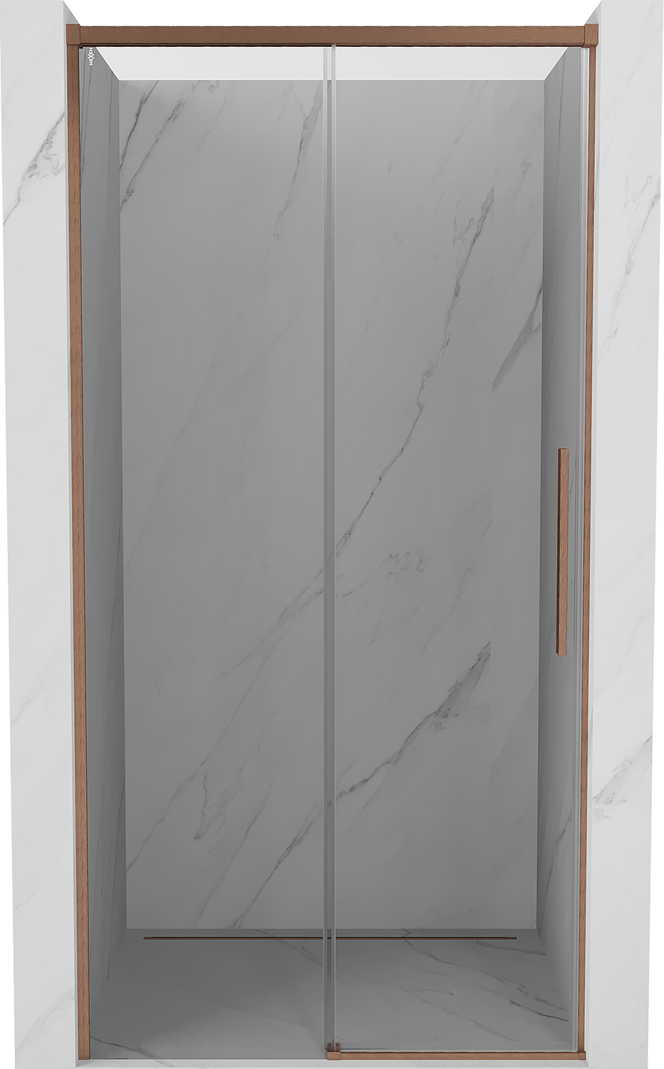 Mexen Rox drzwi prysznicowe rozsuwane 130 cm, transparent, miedź szczotkowana - 8C2-130-000-65-00