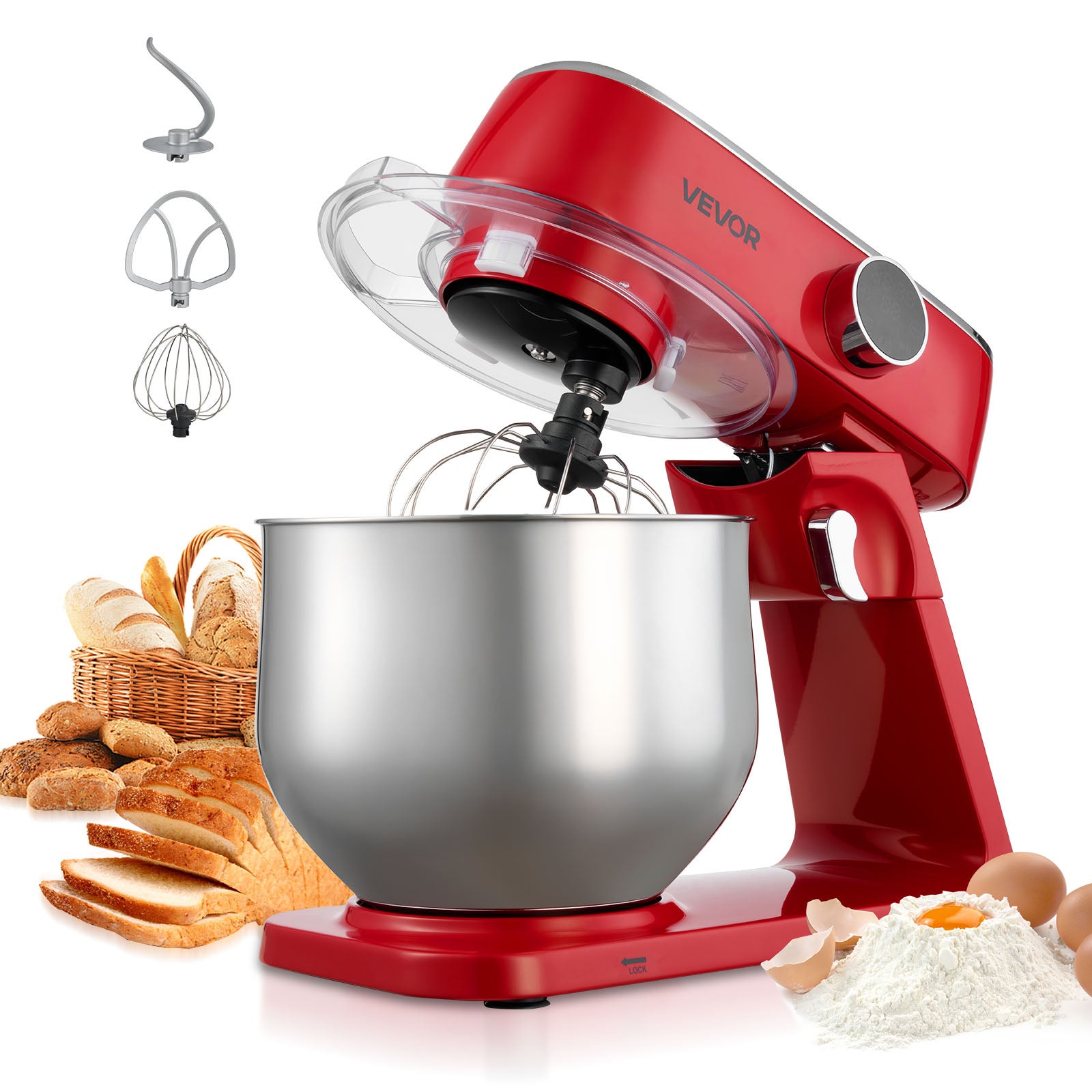 Mikser planetarny VEVOR 7,8 qt 1800W 10 predkosci misa stal nierdzewna robot kuchenny do pieczenia