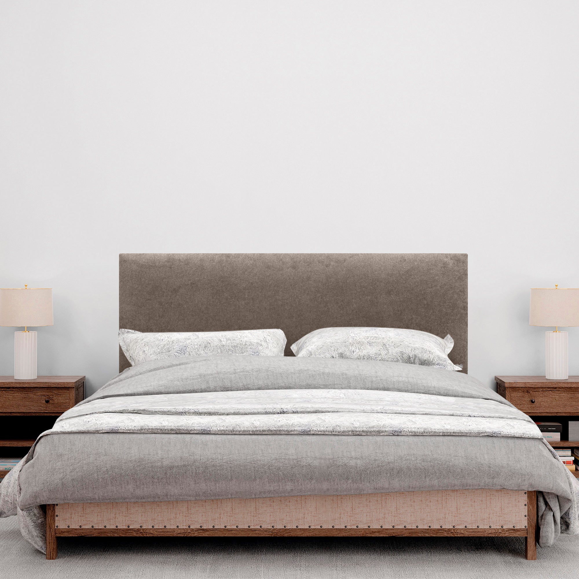 DHOME Cabecero de Tela AQUALINE Liso cabeceros Cabezal tapizado Cama Lujo (Tela Marrón, 150cm (Camas 120/135/140)) - 4