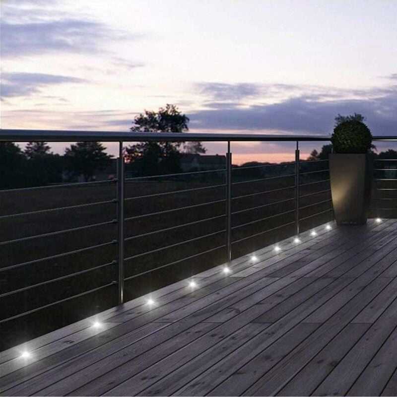 16pcs LED encastrables pour terrasse bois, étanches IP67, éclairage d'extérieur encastré, 0,6 W DC12 V, lumière blanche, mini kit d'éclairage [ A+ ] - 3