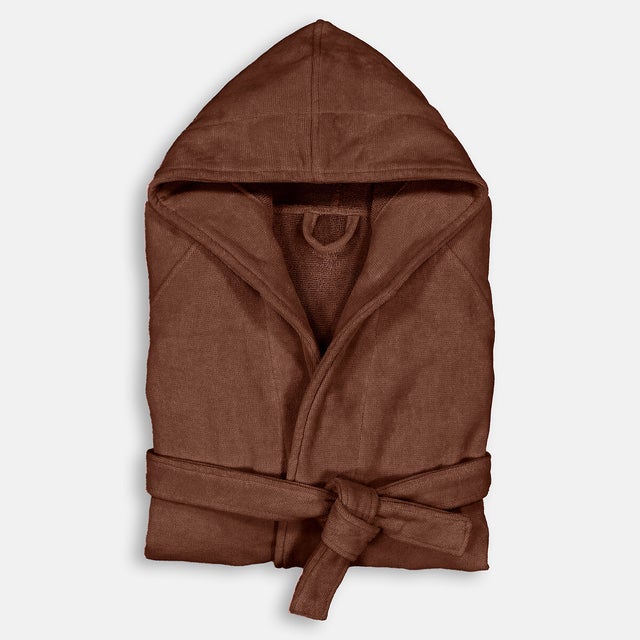 Peignoir capuche éponge velours 450 g/m2, Trizie - Ecorce - 38/40