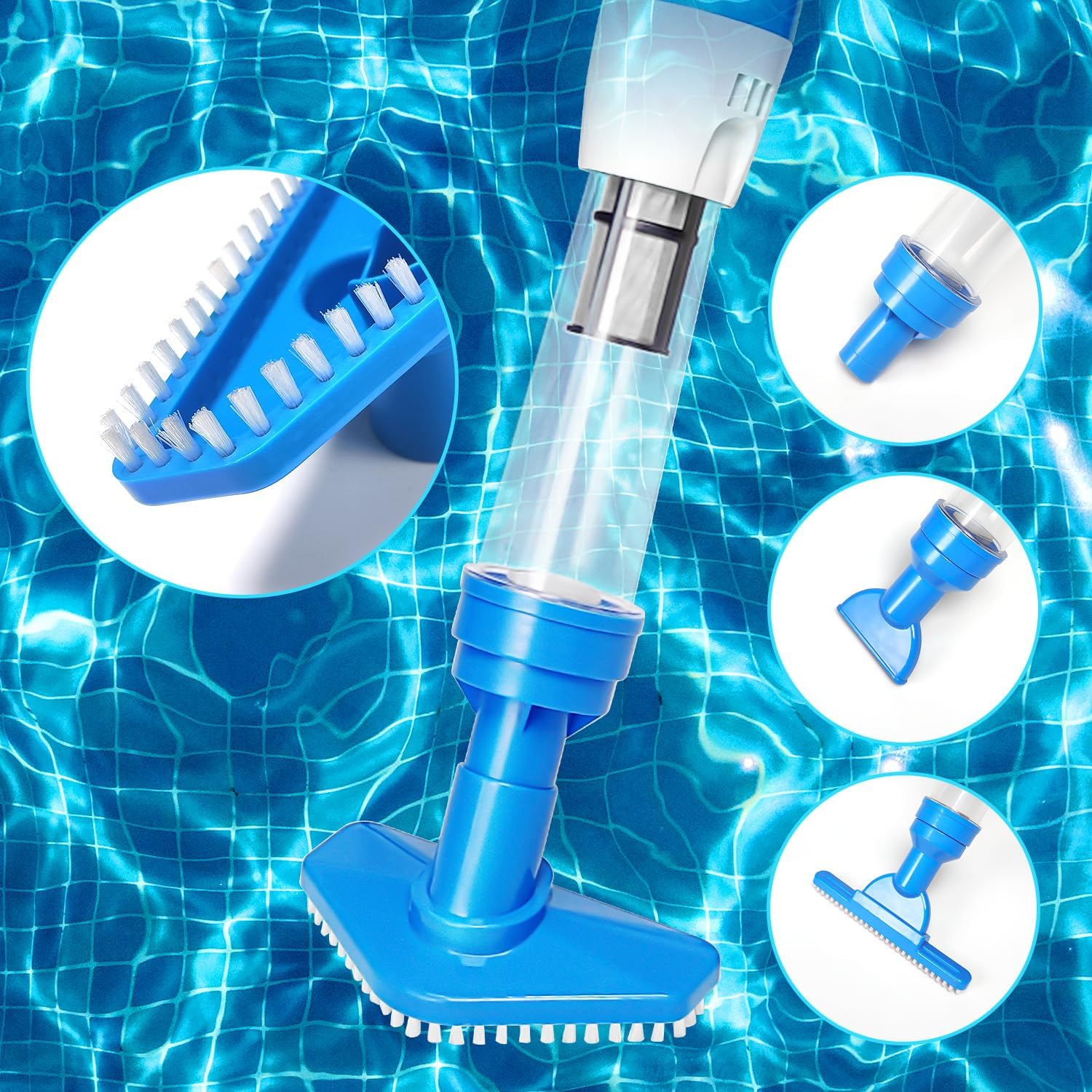 Aspirateur de piscine sans fil, nettoyeur électrique 3 en 1 avec batterie rechargeable pour petites piscines, jacuzzis et spas, bleu - 7