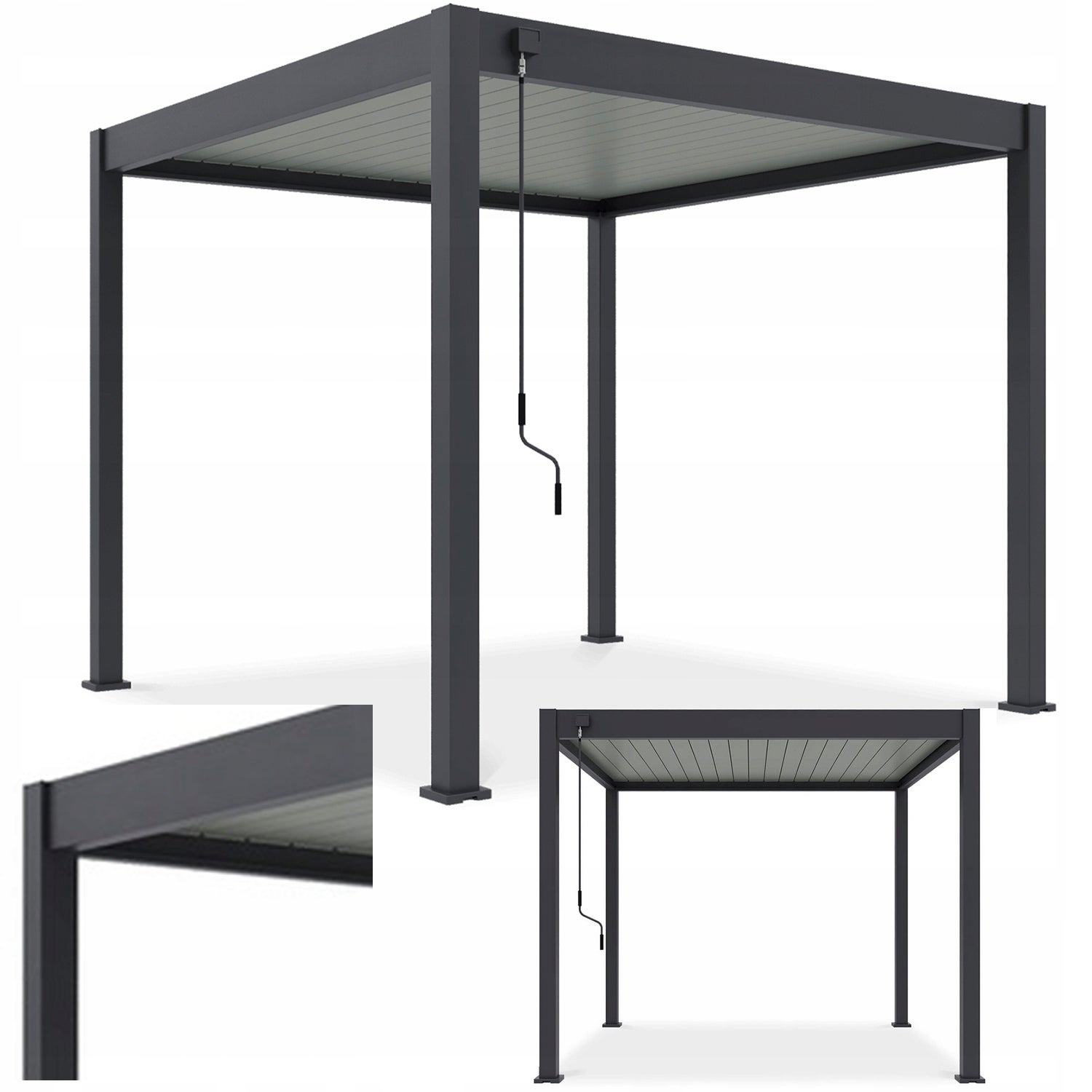 Pergola Tarasowa Gutroof Ogrodowa Elegance 3x3 300x300 Antracytowa Dach 1 szt