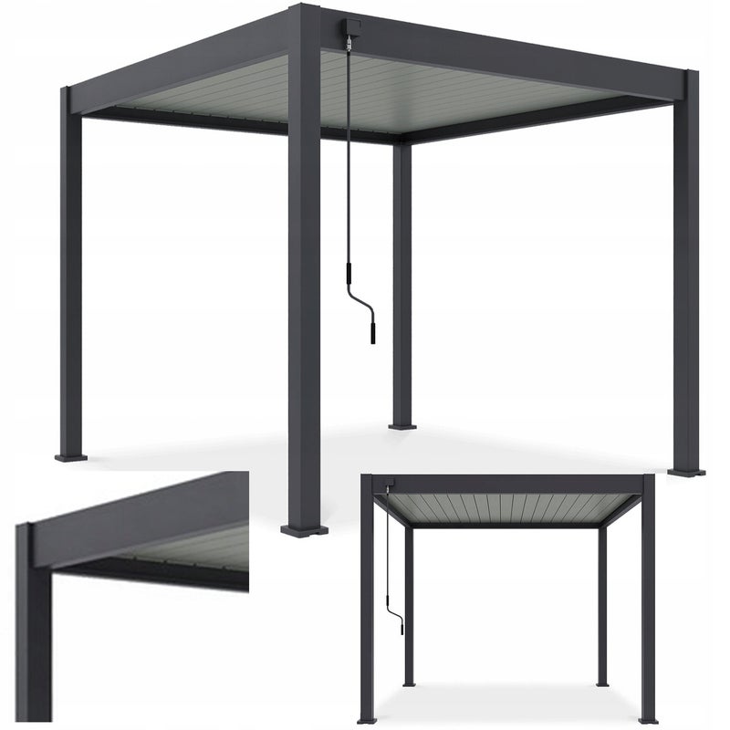 Pergola Tarasowa Gutroof Ogrodowa Elegance 3x3 300x300 Antracytowa Dach 1 szt