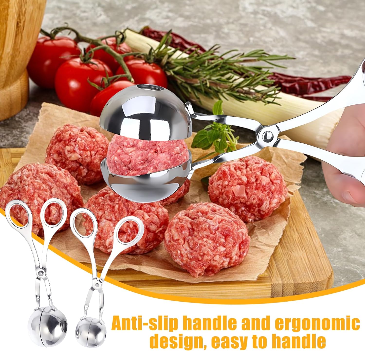 Set di 2 utensili per polpette con spazzola per la pulizia, con