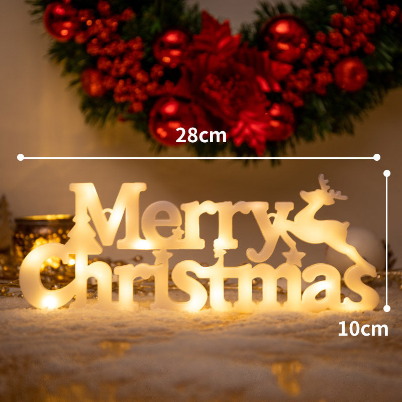 Décorations de Noël, lettres de joyeux Noël, lumière LED pour fête de Noël, lumière de l'alphabet de Noël intérieure et extérieure (blanc chaud) - 4