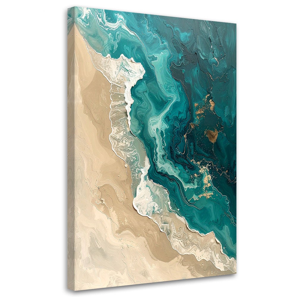 Obraz do salonu sypialni biura, Abstrakcyjne fale morze plaża turkus beż 40x60