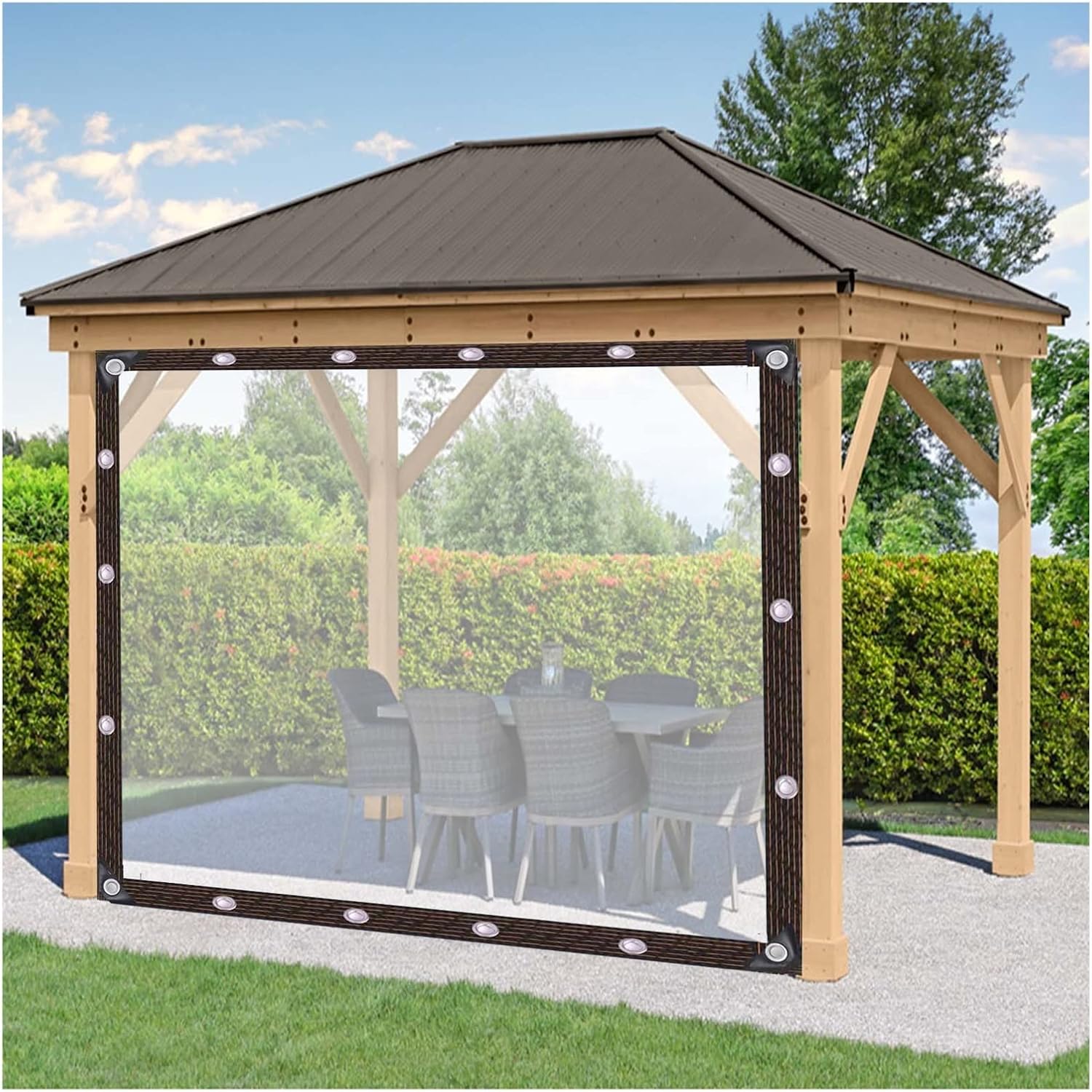 Bâche Transparente Imperméable 3x3M - Toile d'Protection Multi-Usages avec Œillets - Anti-Pluie, Isolante, Anti-Froid et Anti-Poussière (0.12mm) - 2