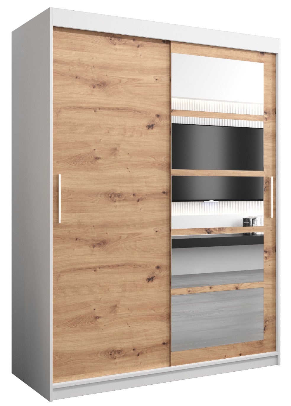 Szafa przesuwna garderoba ROMA 1 150 x 62 x 200 cm Biały + Artisan - Abiks Meble