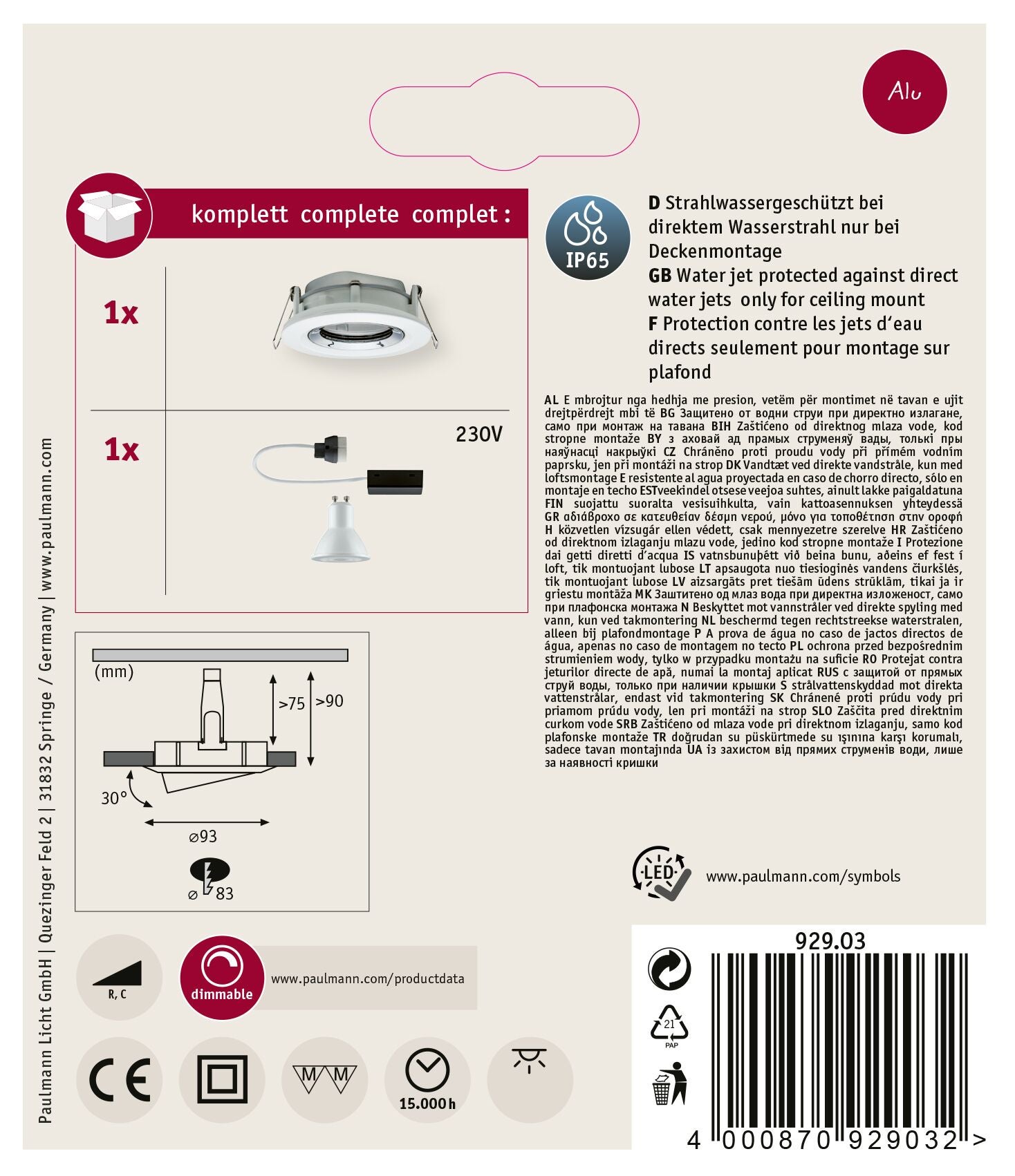 NOVA-Spot encastré LED orientable rond métal Ø 9.3cm - - 10