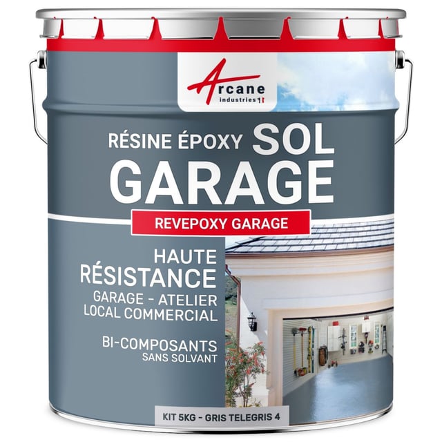 PEINTURE EPOXY SOL GARAGE - REVEPOXY GARAGE - 5 kg (jusqu'à 16 m² en 2 couches) Telegris 4 - RAL 7047 - ARCANE INDUSTRIES