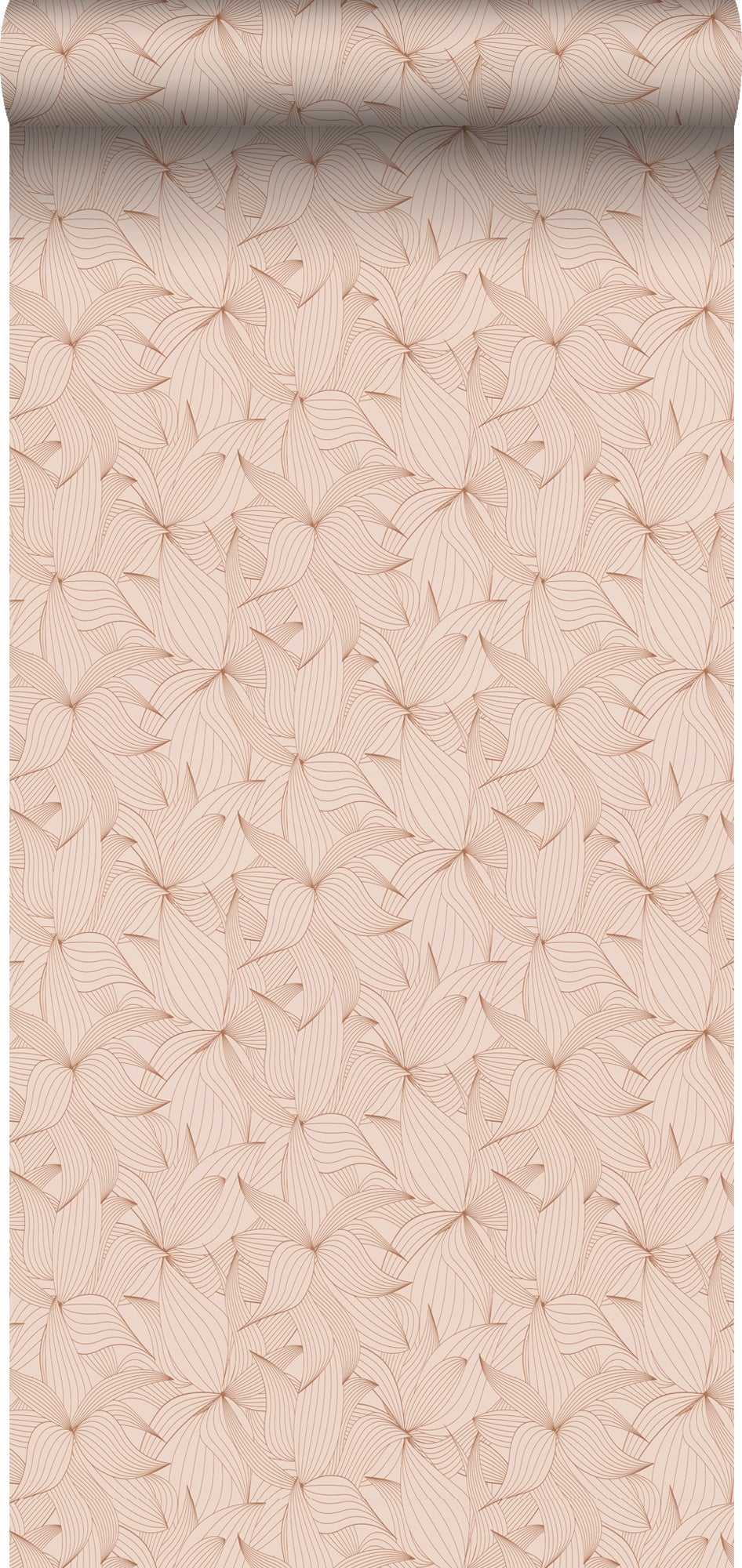 Tapeta narysowane liście różowym - 50 x 900 cm - ESTAHOME