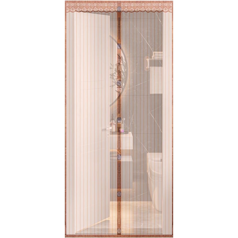 Moskitiera magnetyczna, koronka w paski, 140x240 cm (brązowa)
