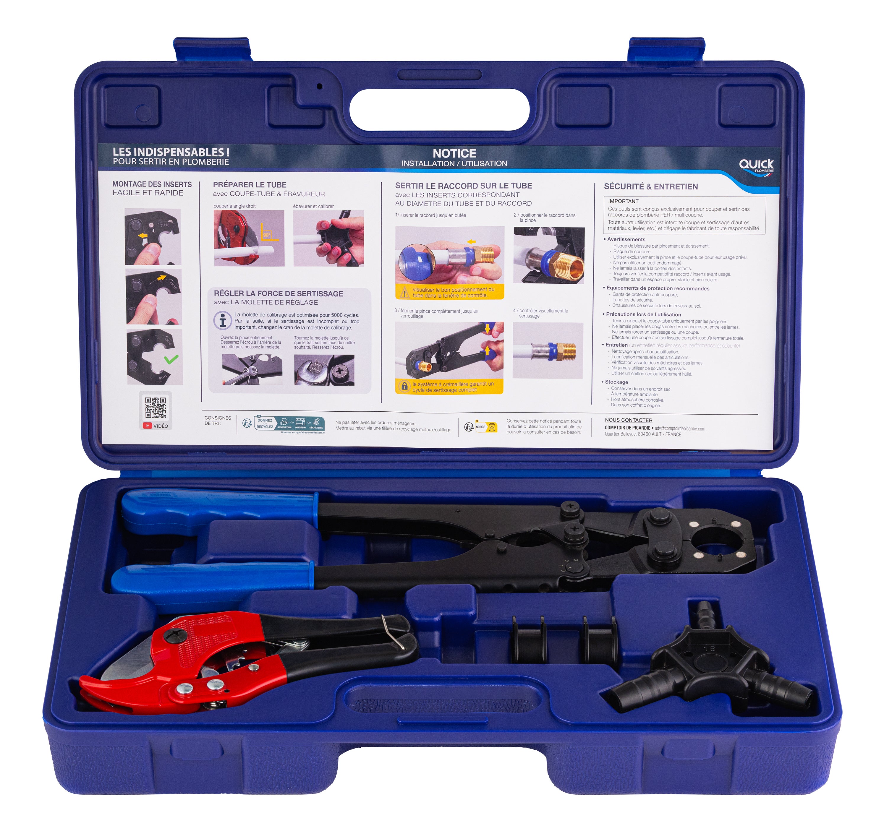 Set completo per la pressatura di raccordi su tubi multistrato QUICK PLOMBERIE - 3
