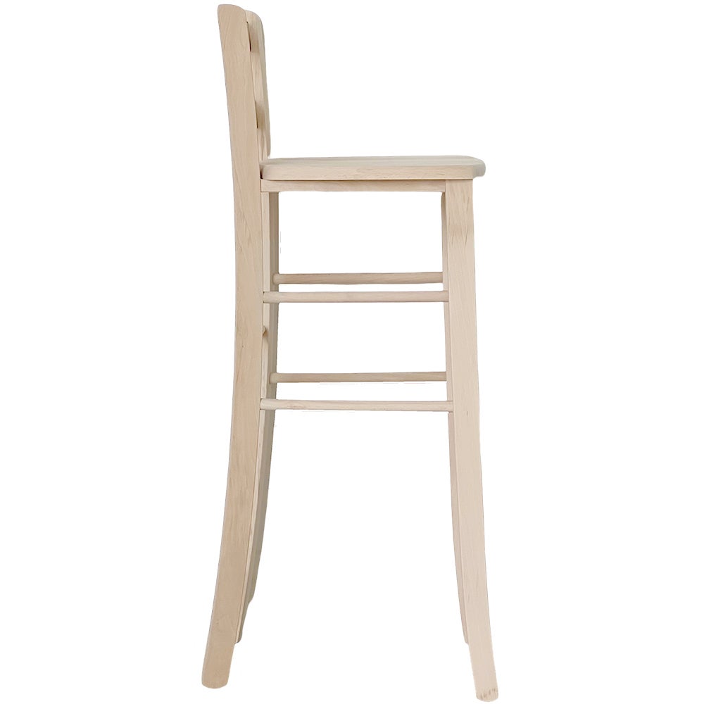 Sgabello alto da bar in legno grezzo da dipingere h 80 cm seduta