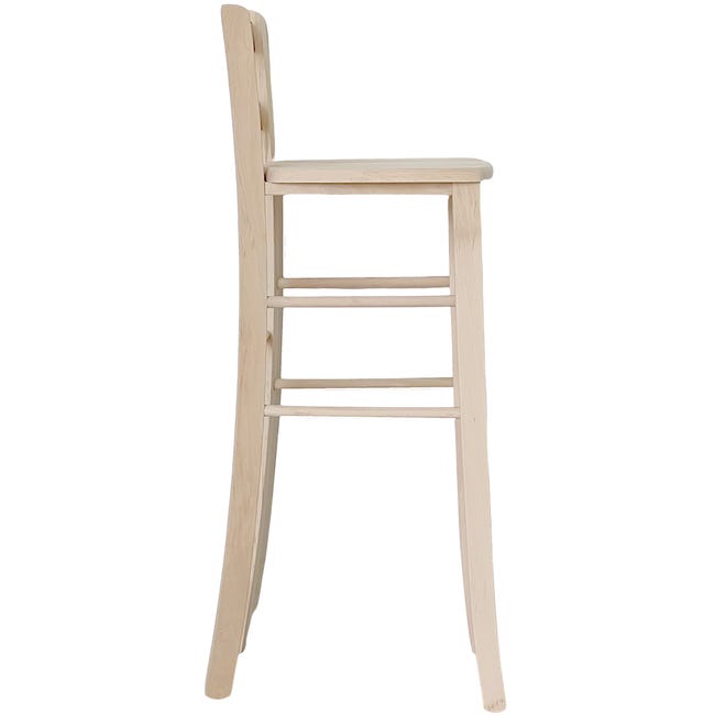 Sgabello alto da bar in legno grezzo da dipingere h 80 cm seduta