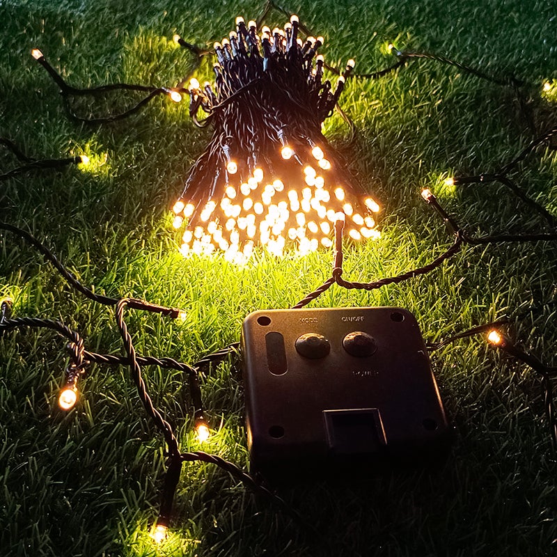 Jandei Guirnalda Led 20m 200 Led con Panel Solar 8 funciones, Blanco cálido 3000K, Batería Recargable 1200mA, Resistente al Agua - 4