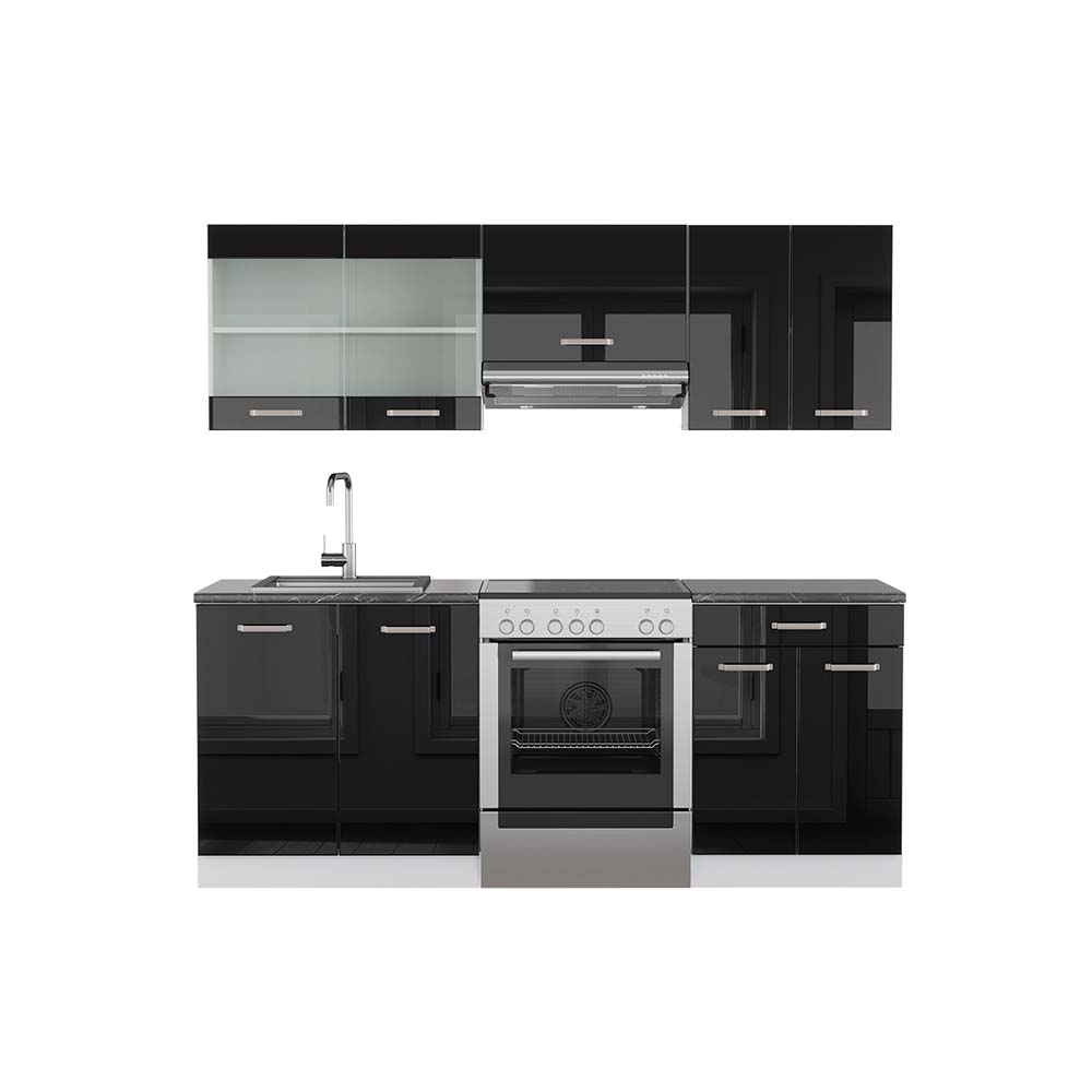 Vicco Coin cuisine Fame-Line 200cm anthracite/blanc