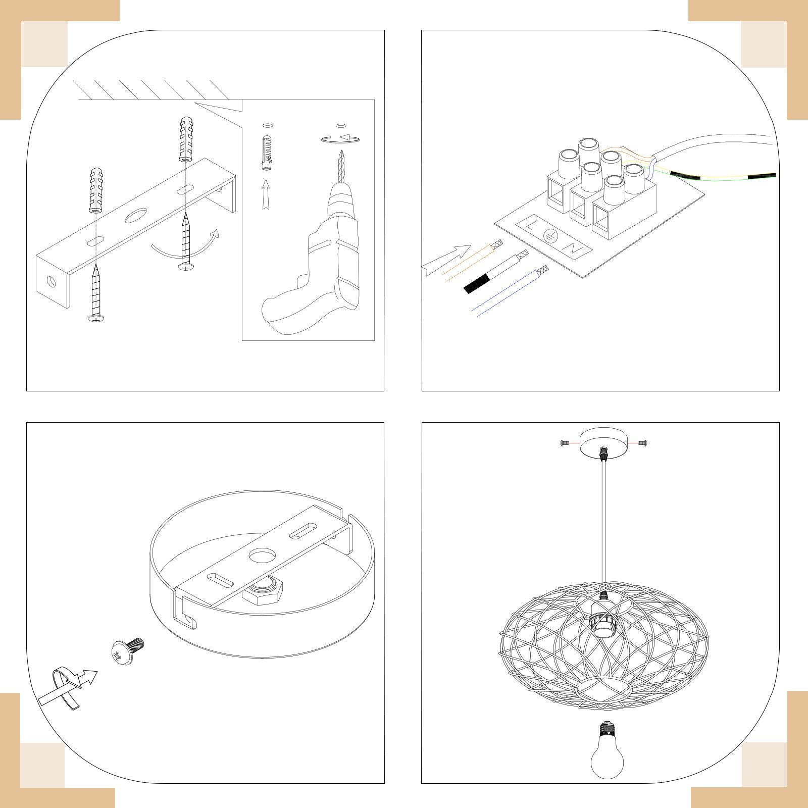 NETTLIFE Lampa wisząca Industrialna Czarna lampa wisząca - Vintage Metalowa lampa wisząca E27 Retro Lampa wisząca - 8