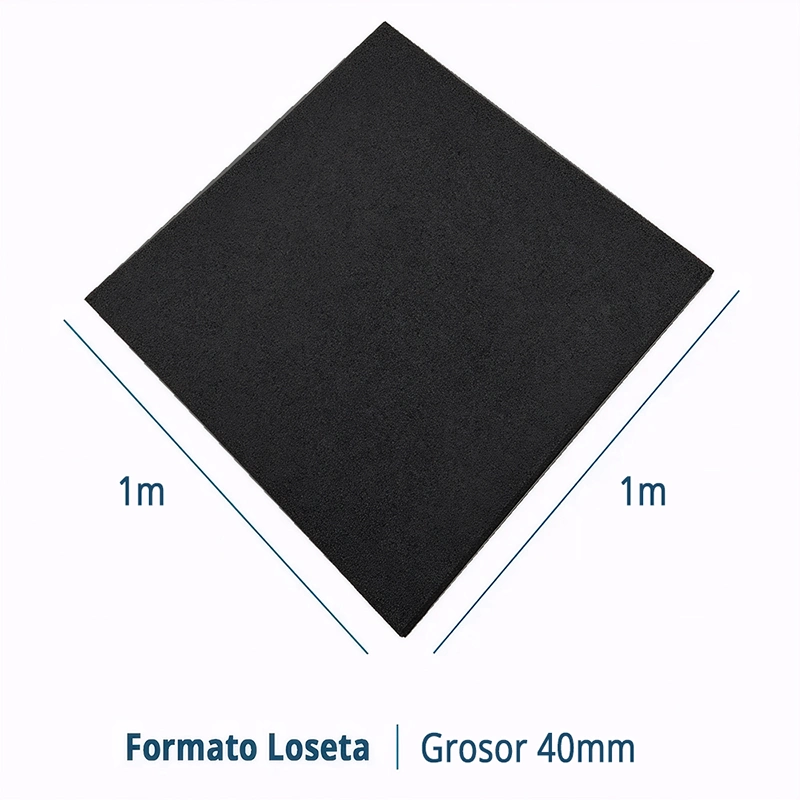 Arquiservi - loseta de caucho negro 1x1mx40mm (10ud) amortiguador, antideslizante. usos deportivos