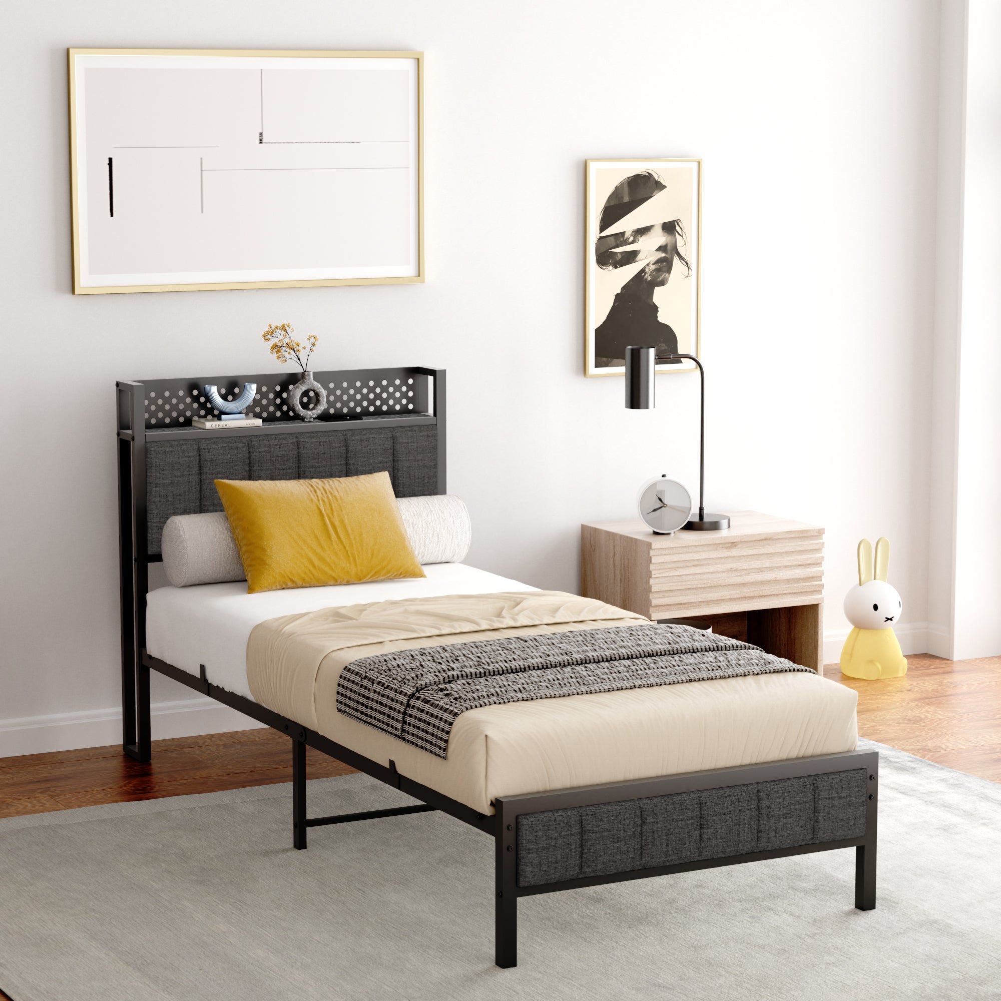 Letto A Soppalco 140 X 200 Cm Con Scrivania, Armadio, Ripiani E Gradini Portaoggetti Metallo Per Bambini Nero Senza Materasso 93106603