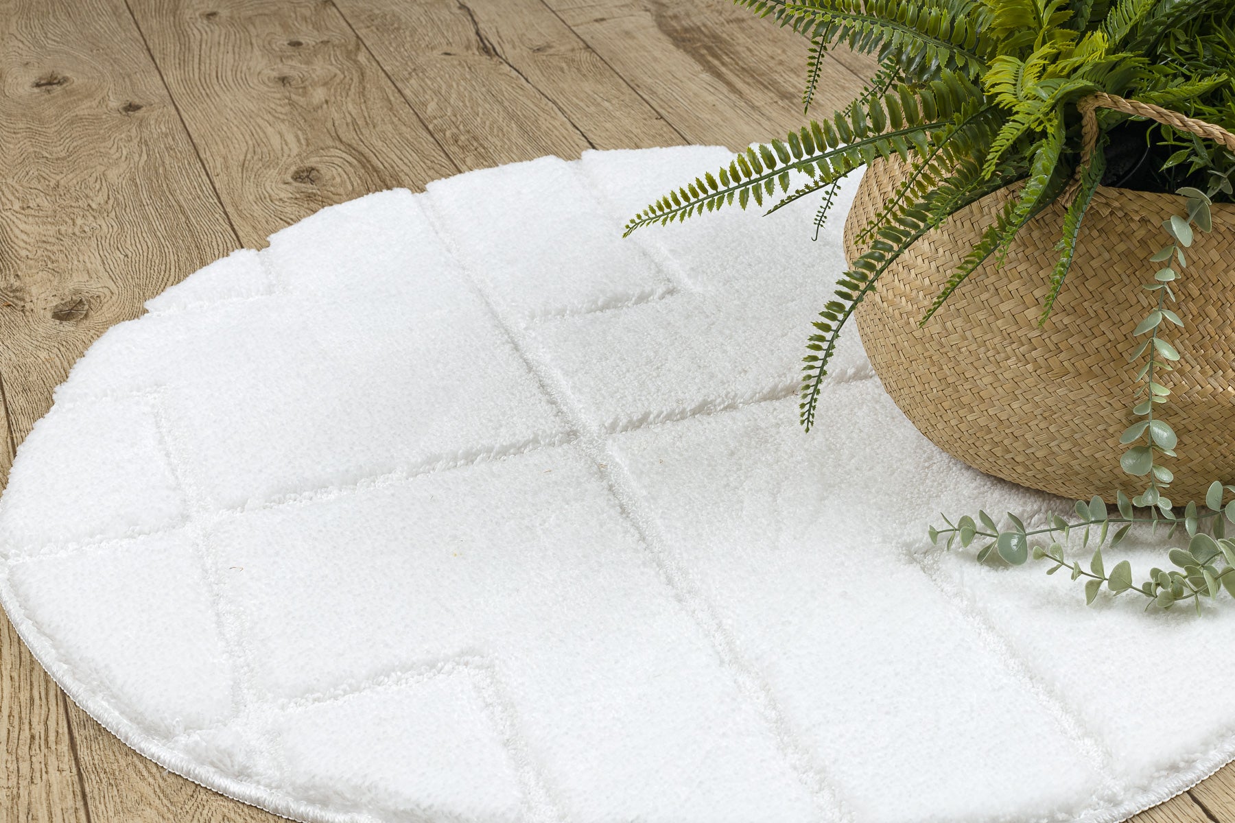 Tappeto da bagno SUPREME cerchio LINES, linee, antiscivolo, morbido - bianco rotondo 50 cm - 5