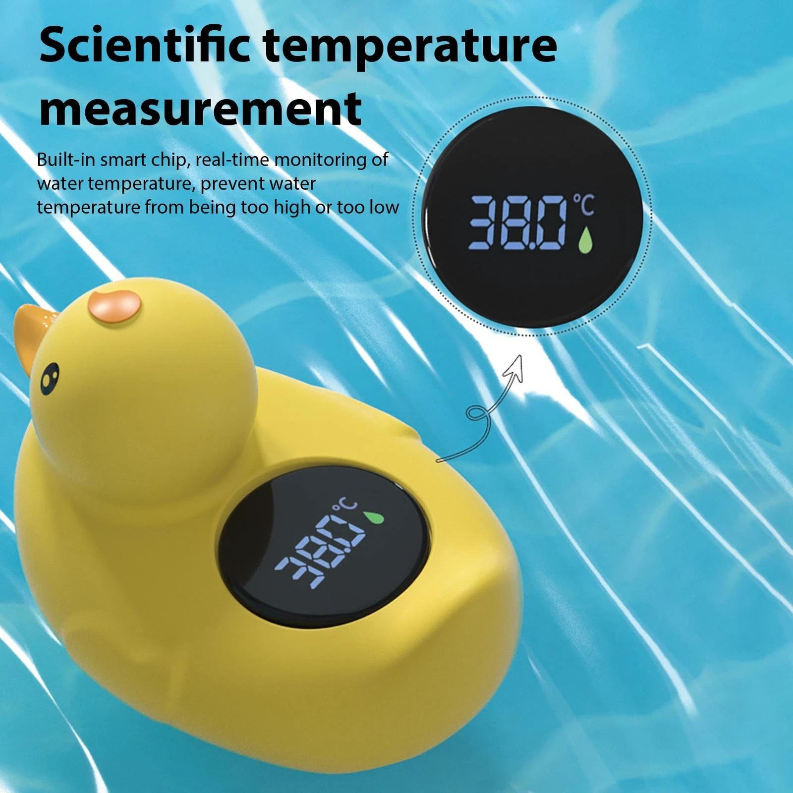 Petit thermomètre de bain en forme de petit canard jaune, pour la douche ou le bain, avec capteur flottant et étanche. - 5