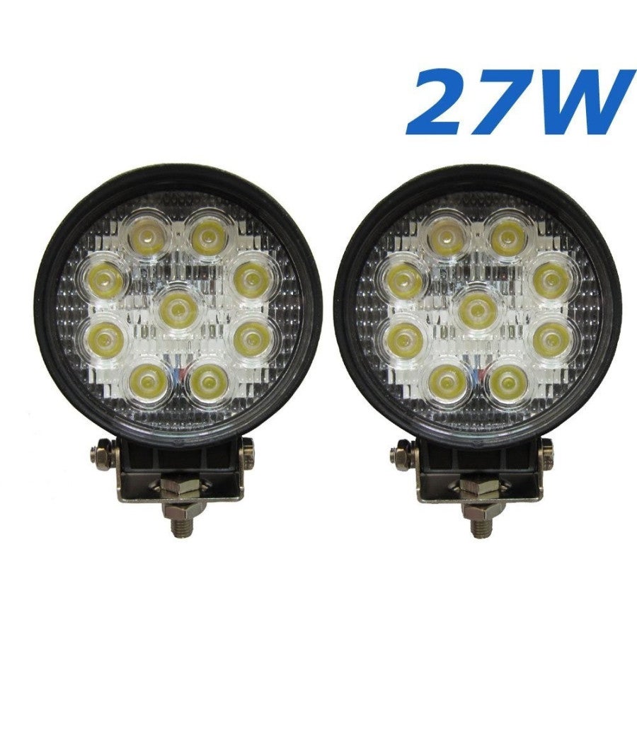 Trade Shop - 2 X 27w Led Work Luce Lampada Faro Da Lavoro Faretto Auto Barca Suv Dc 12v 24v - - 2