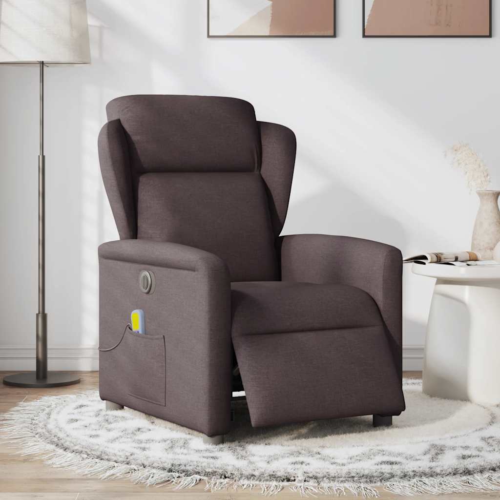 Lot De 2 Fauteuils Inclinables Électriques – Tissu Marron Foncé – Neufs