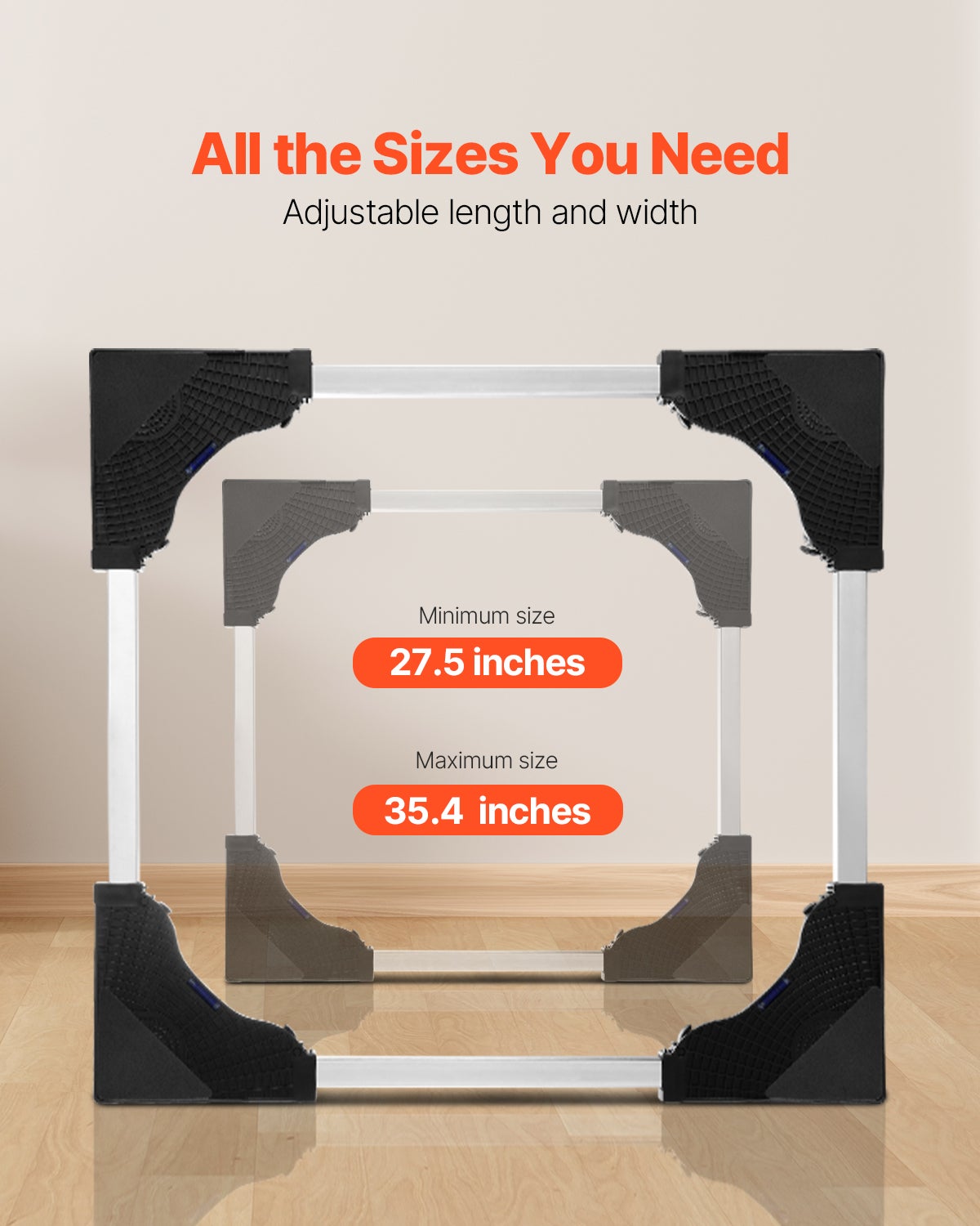 Support de réfrigérateur mobile,capacité de VEVOR 1 100 lb,avec 8 roues doubles verrouillables et 4 freins,réglable de 27,5 à 35,4 pouces - 4