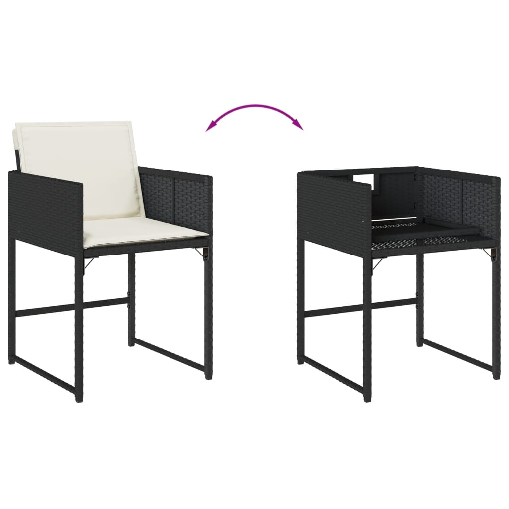 Set de muebles jardín 5 piezas con cojines ratán sintético negro - 8