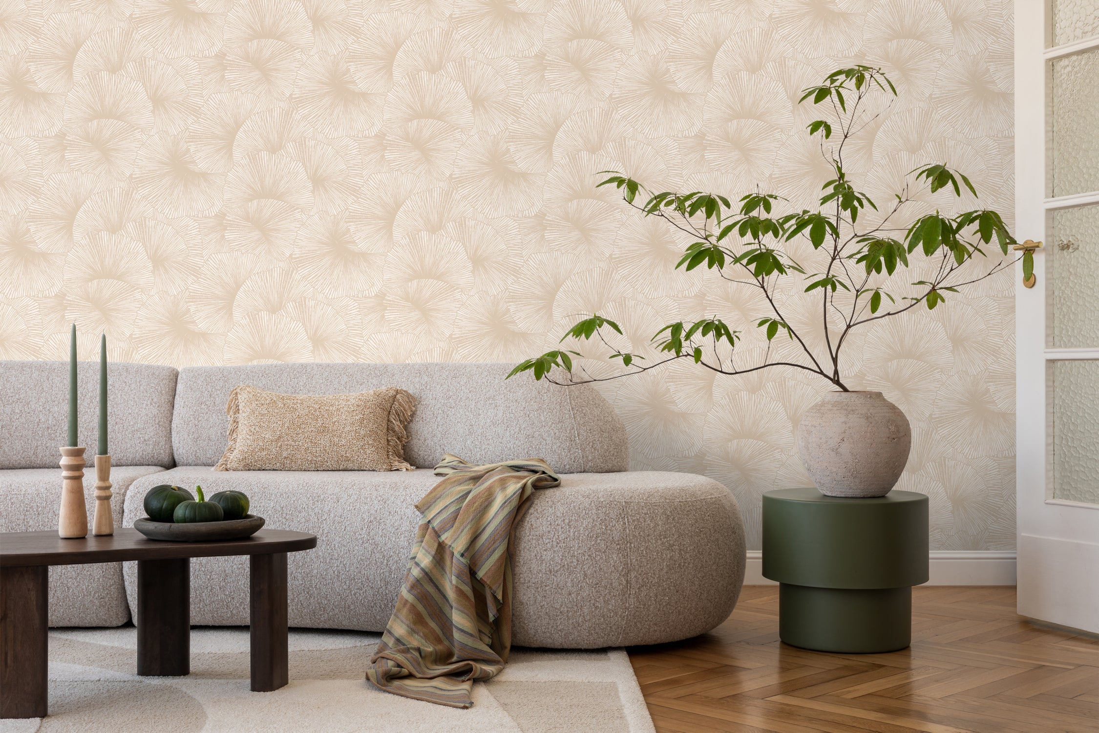 Papier peint effet 3D feuilles beige - 53 cm x 10.05 m - ESTAhome - 5