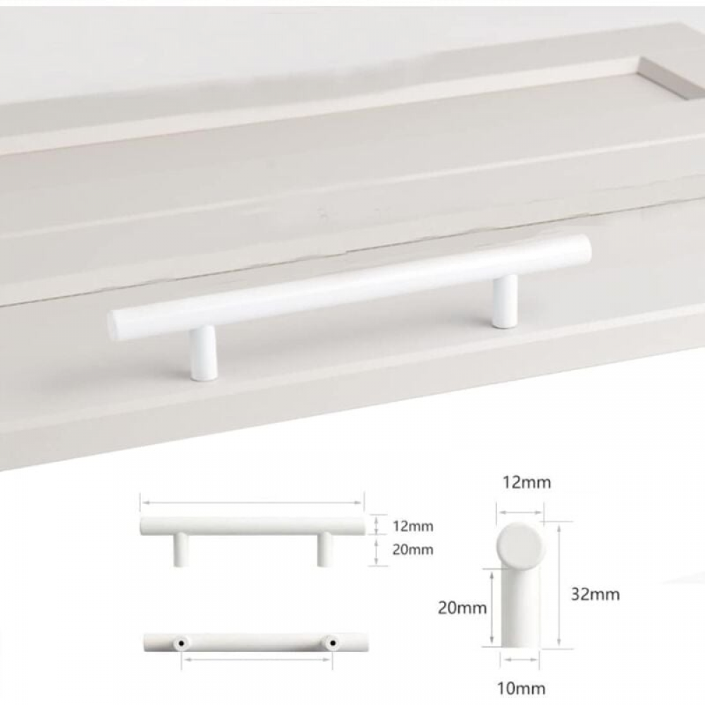 Uchwyty meblowe - do szuflad i szafek - stop aluminium - 4 sztuki - 96 mm - białe